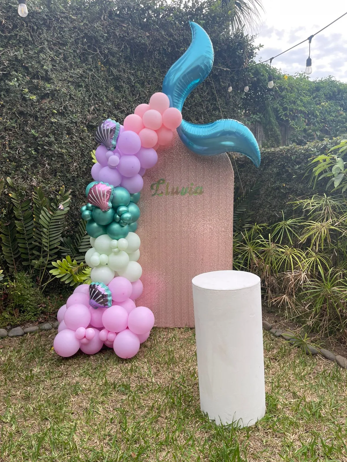 Mampara decorativa con globos en tonos pastel - Whith You Balloons & Memories